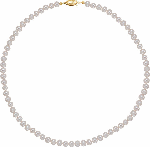 14K Yellow Gold Panache® Cultured White Freshwater Pearl 18" Necklace