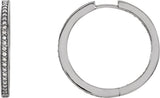 14K White Gold 3/8 CTW Natural Diamond Inside-Outside 23.5 mm Hoop Earrings