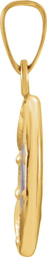 14K Yellow 13x10 mm St. Christopher Hand-Painted Porcelain Medal