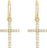 14K Yellow Gold 1/2 CTW Natural Diamond Cross Earrings
