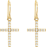 14K Yellow 1/2 CTW Natural Diamond Cross Earrings