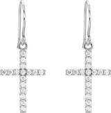 14K White 1/2 CTW Natural Diamond Cross Earrings