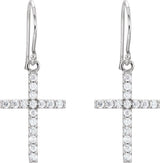 14K White 1/2 CTW Natural Diamond Cross Earrings