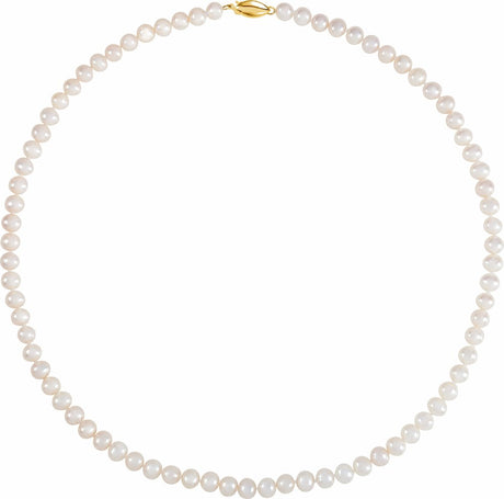 14K Yellow Panache® Cultured White Freshwater Pearl 18" Necklace