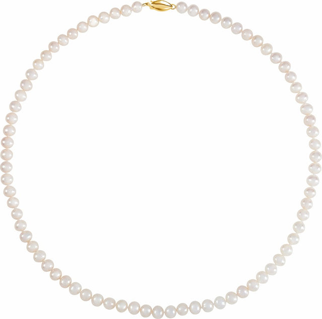 14K Yellow Panache® Cultured White Freshwater Pearl 18" Necklace