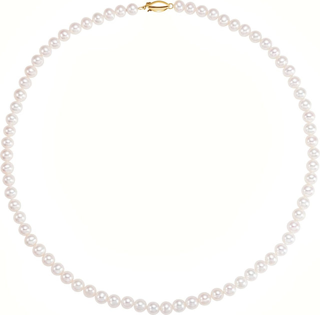 14K Yellow Gold Panache® Cultured White Freshwater Pearl 18" Necklace