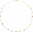 14K Yellow Cultured White Freshwater Pearl & Multi-Gemstone 10-Station 18" Necklace  