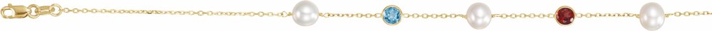 14K Yellow Gold Cultured White Freshwater Pearl & Multi-Gemstone 10-Station 18" Necklace  