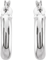 14K White Gold Tube 15 mm Hoop Earrings