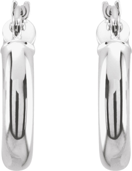 14K White Gold Tube 15 mm Hoop Earrings