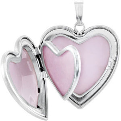 Sterling Silver 25.2x23.8 mm Mom Heart Locket with Enameled Flowers