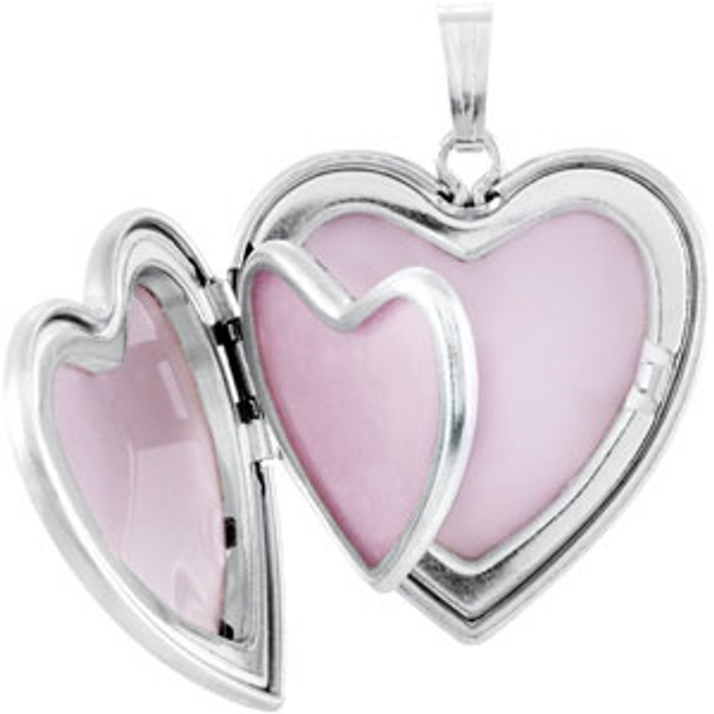 Sterling Silver 25.2x23.8 mm Mom Heart Locket with Enameled Flowers