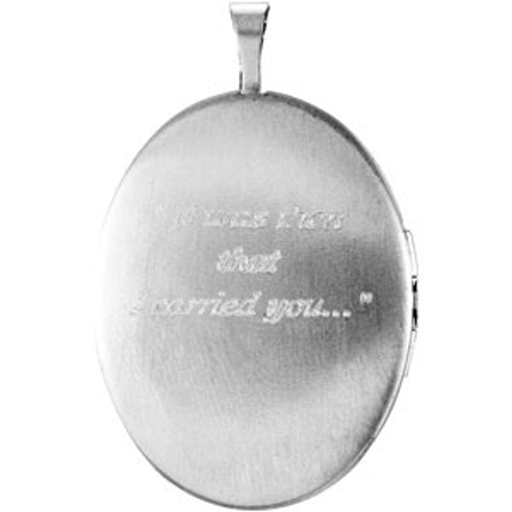 Sterling Silver Oval .015 CT Natural Diamond Footprints Locket 