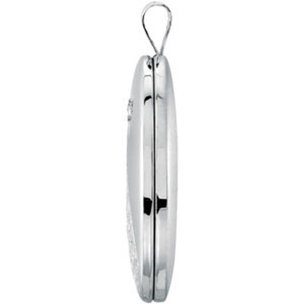 Sterling Silver Oval .015 CT Natural Diamond Footprints Locket 