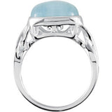 Sterling Silver Natural Aquamarine Cabochon Ring