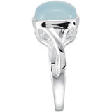 Sterling Silver Natural Aquamarine Cabochon Ring