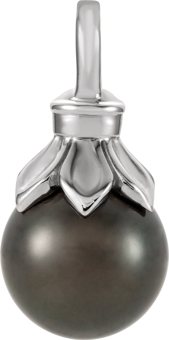 14K White Gold Cultured Tahitian Pearl Pendant  