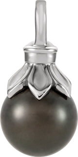 14K White Gold Cultured Tahitian Pearl Pendant  