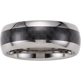 Tungsten 8 mm Carbon Fiber Inlay Comfort-Fit Half Round Band Size 10