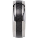 Tungsten 8 mm Carbon Fiber Inlay Comfort-Fit Half Round Band Size 10