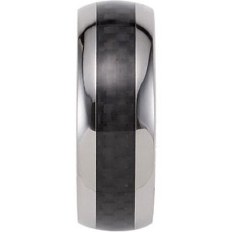 Tungsten 8 mm Carbon Fiber Inlay Comfort-Fit Half Round Band Size 10