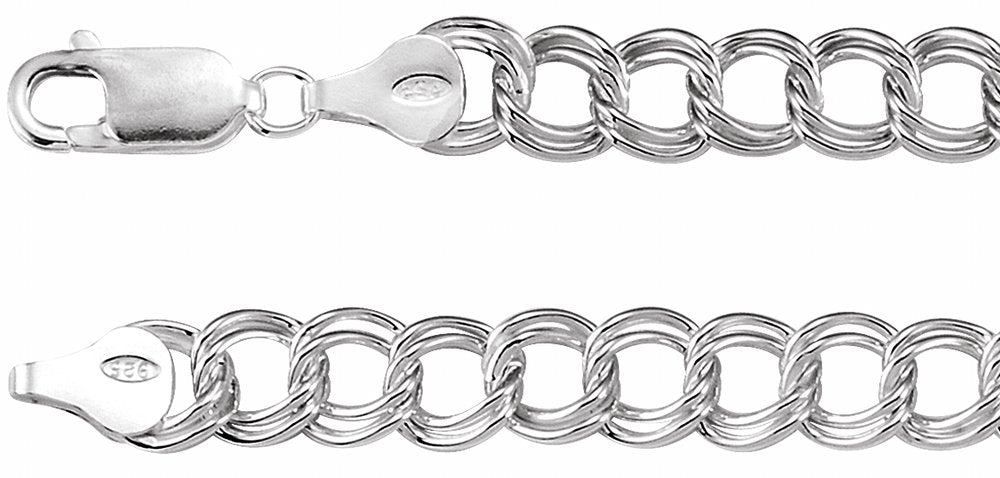 Sterling Silver 7 mm Double Link Curb 8" Chain