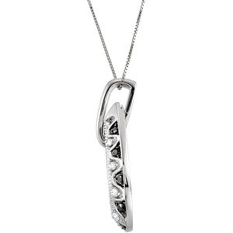 14K White 1/2 CTW Natural Black and White Diamond 18" Necklace