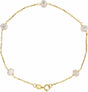 14K Yellow Cultured White Freshwater Pearl  5-Station 7" Bracelet    