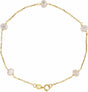 14K Yellow Gold Cultured White Freshwater Pearl  5-Station 7" Bracelet    