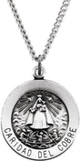 Sterling Silver 18 mm Round Caridad del Cobre Medal 18" Necklace 