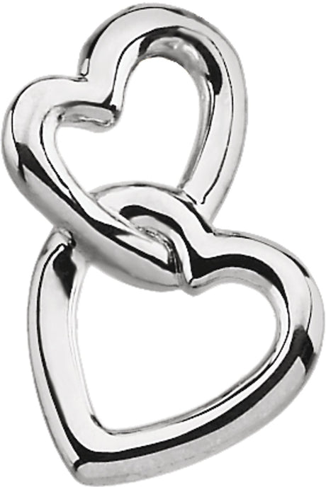 14K White Double Heart Pendant