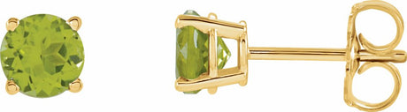 14K Yellow 5 mm Natural Peridot Stud Earrings