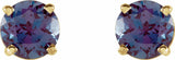 14K Yellow Gold 5 mm Lab-Grown Alexandrite Earrings