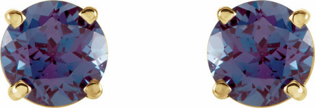 14K Yellow Gold 5 mm Lab-Grown Alexandrite Earrings