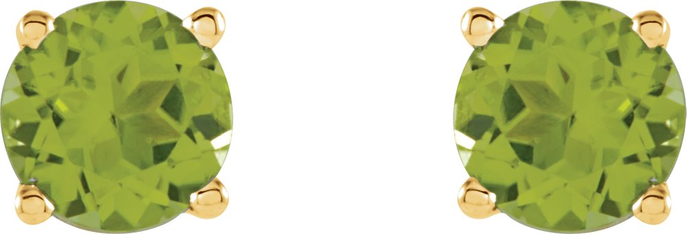 14K Yellow 5 mm Natural Peridot Stud Earrings