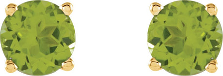 14K Yellow 5 mm Natural Peridot Stud Earrings