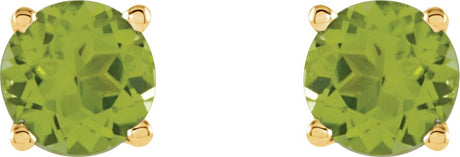 14K Yellow Gold 5 mm Natural Peridot Earrings