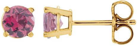 14K Yellow 2.5 mm Natural Pink Tourmaline Earrings