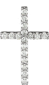 14K White Gold 1/5 CTW Natural Diamond Petite Cross 18" Necklace
