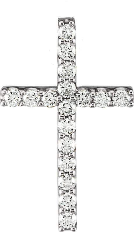 14K White 1/5 CTW Natural Diamond Petite Cross 18" Necklace