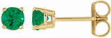 14K Yellow Gold 4 mm Lab-Grown Emerald Earrings