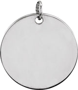 14K White Gold 9.5 mm Engravable Round Disc Pendant