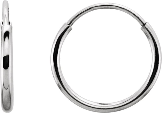 14K White Endless Tube 10 mm Hoop Earring