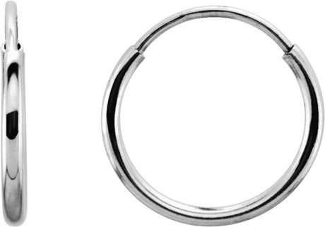 14K White Gold Endless Tube 10 mm Hoop Earring