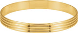 14K Yellow 8 mm Grooved Bangle 7 1/2" Bracelet  