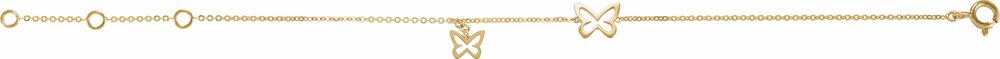 14K Yellow Butterfly Adjustable 6 1/2-7 1/2" Bracelet