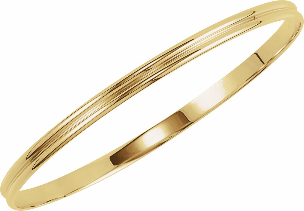 14K Yellow 4 mm Grooved Bangle 8" Bracelet