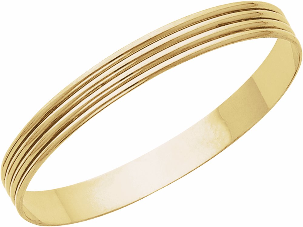 14K Yellow 8 mm Grooved Bangle 7 1/2" Bracelet