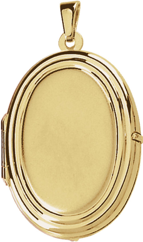 14K Yellow Gold Engravable Oval Locket 