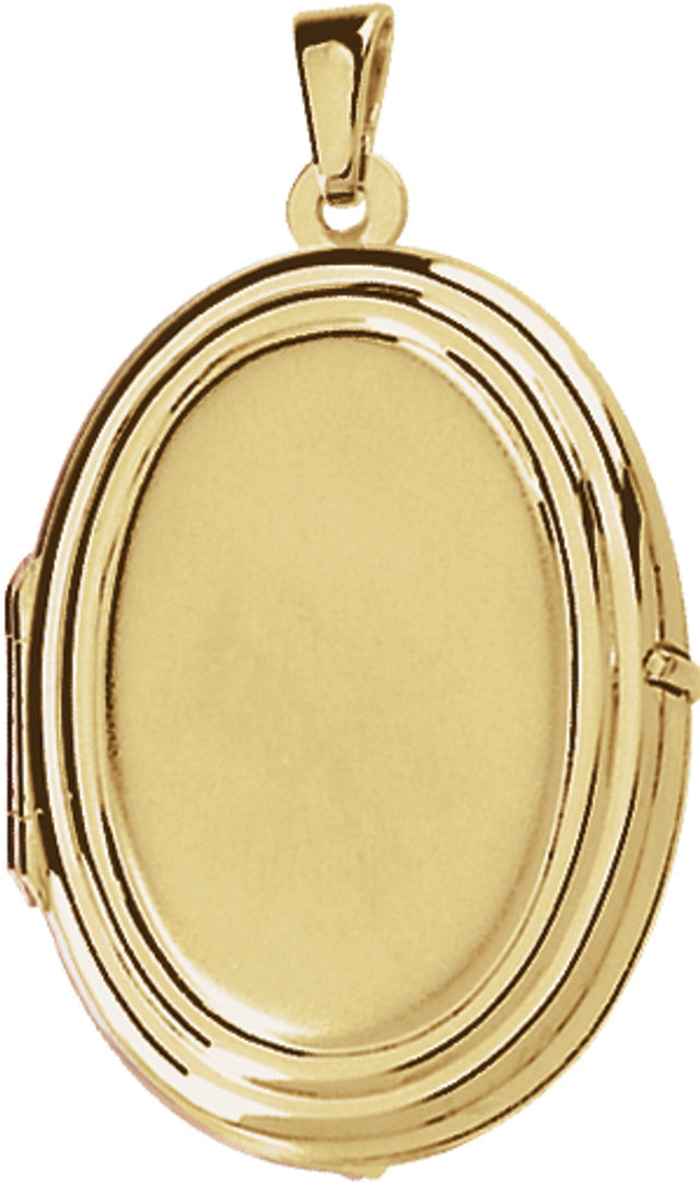 14K Yellow Gold Engravable Oval Locket 